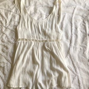 White romper cover up with cut out around waist